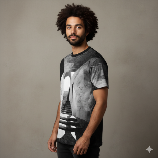 Monochrome Stairway Illusion Tee