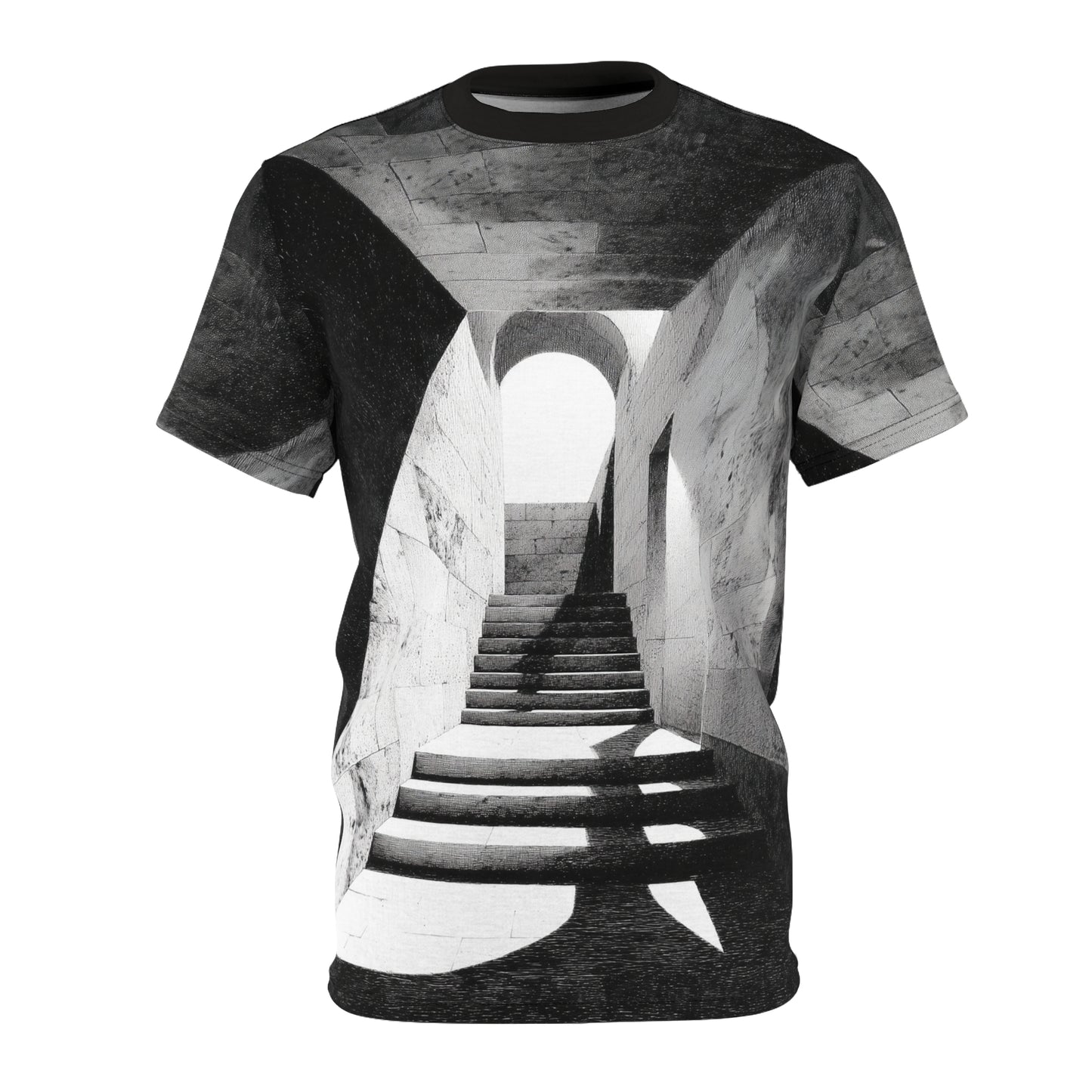 Monochrome Stairway Illusion Tee