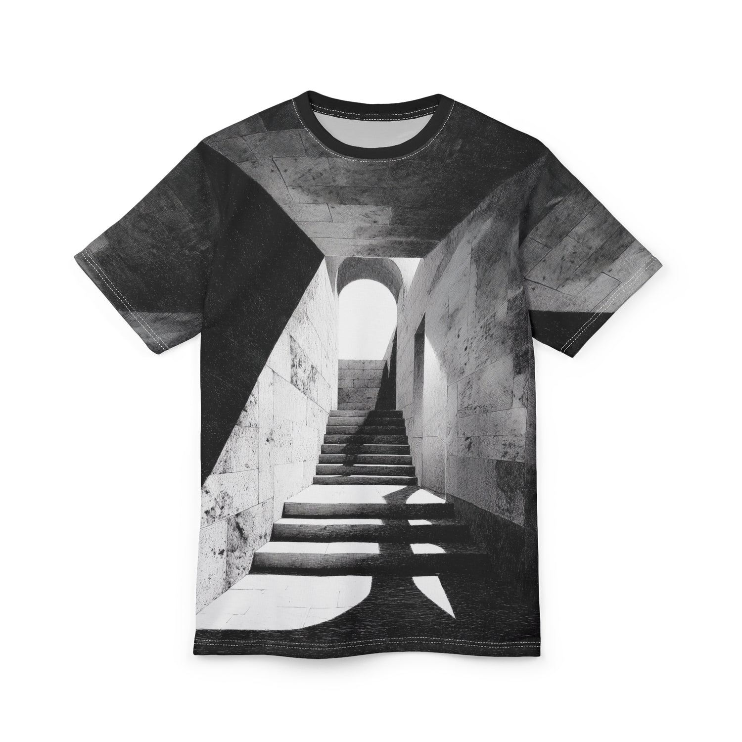 Monochrome Stairway Illusion Tee