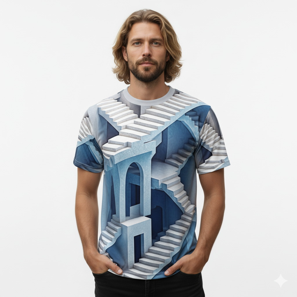 Blue Staircase Illusion Tee