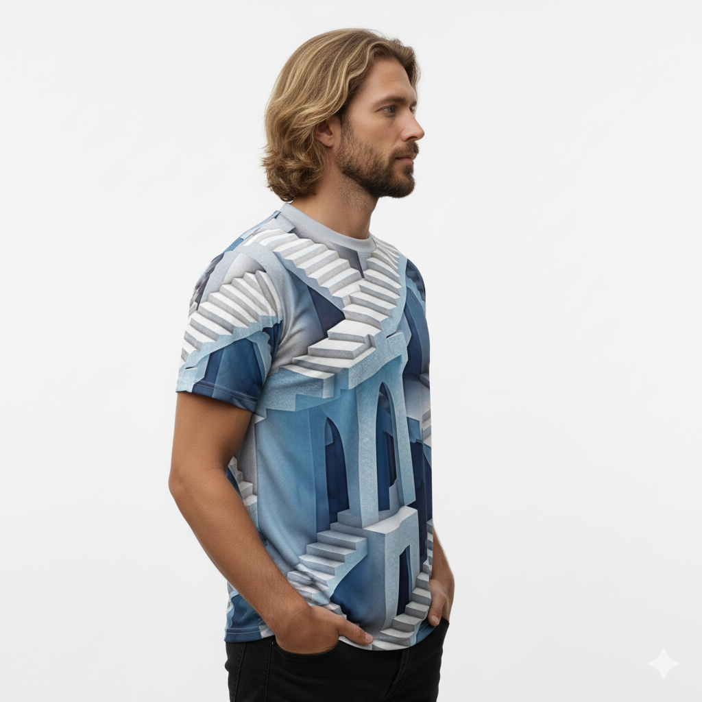 Blue Staircase Illusion Tee