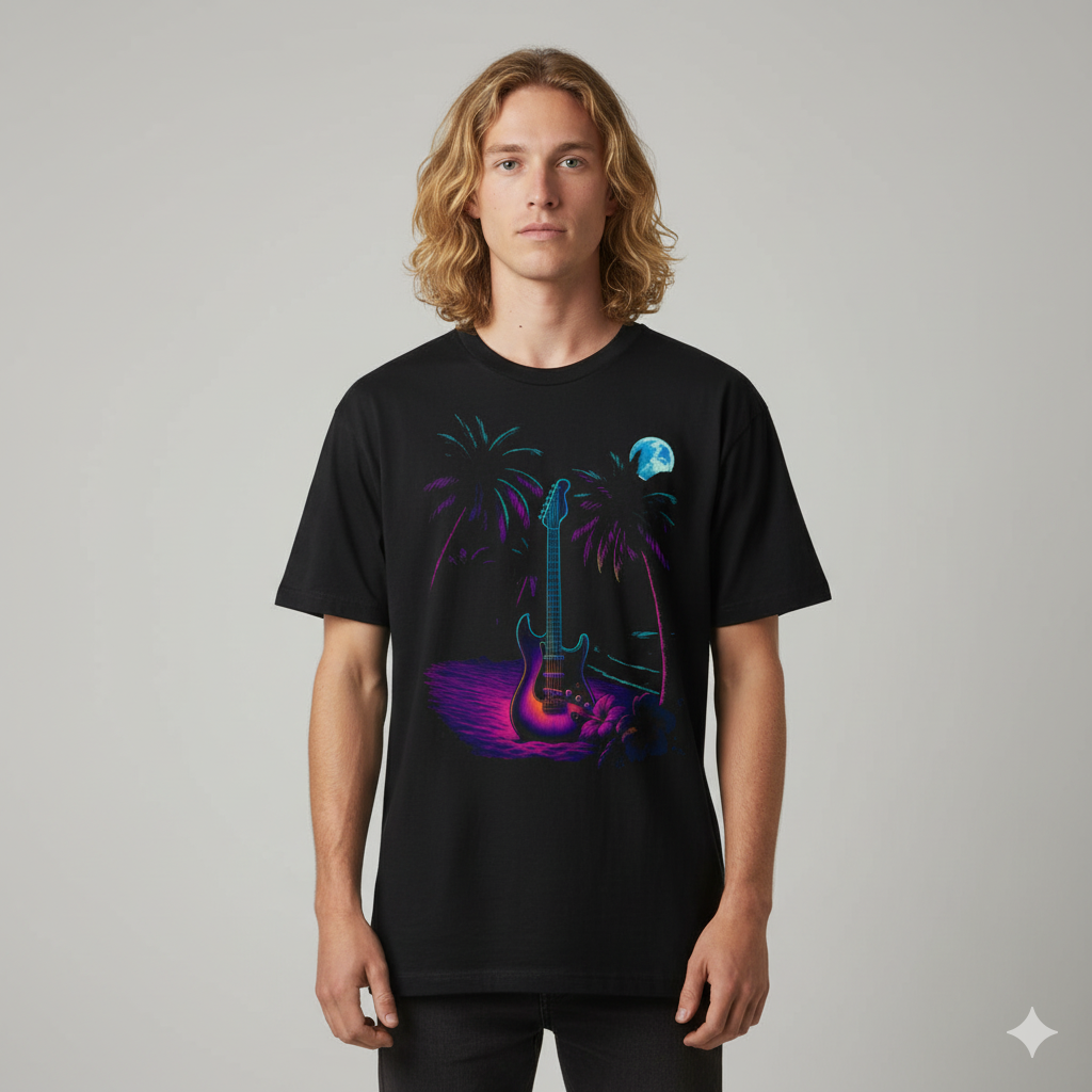 Neon Guitar Beach Tee