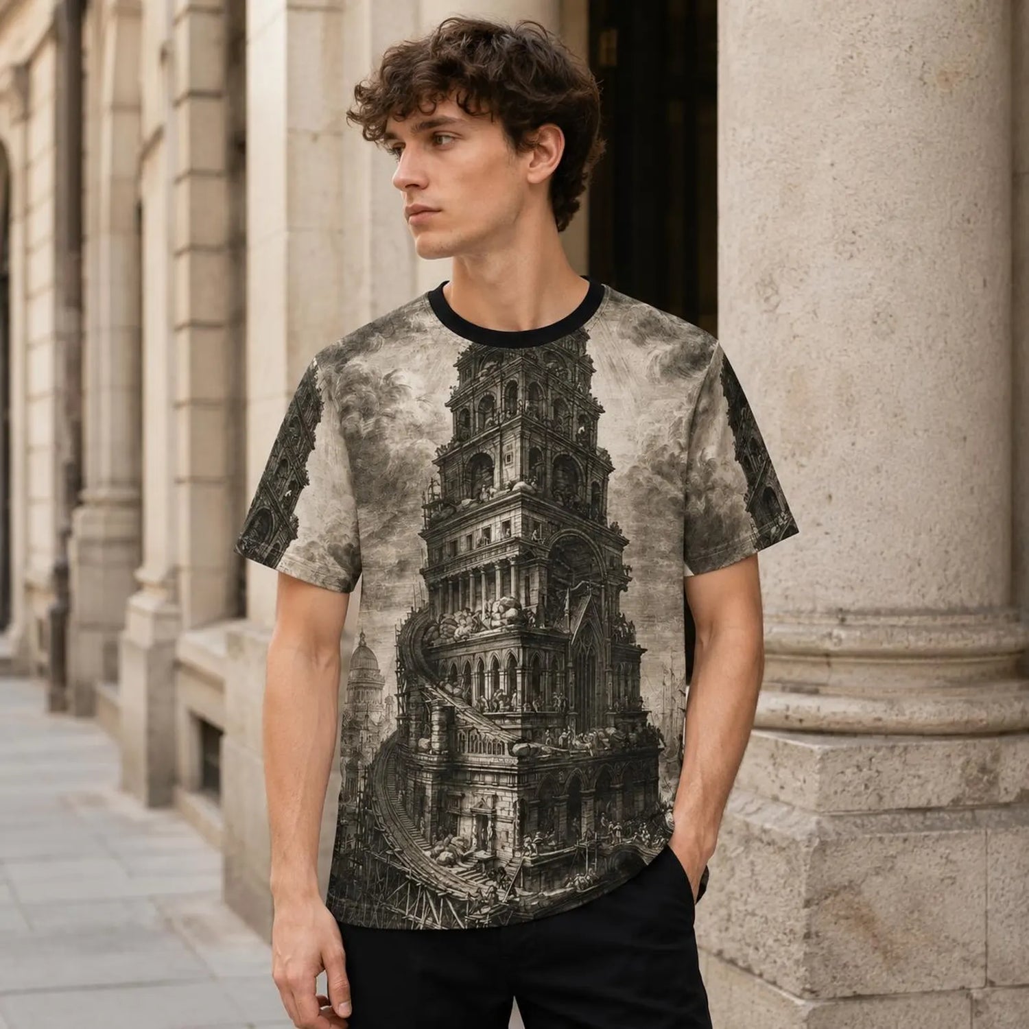 Tower of Babel Architectural Illusion Tee