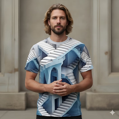 Blue Staircase Illusion Tee