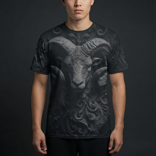 Aries Zodiac Surreal Ram Tee